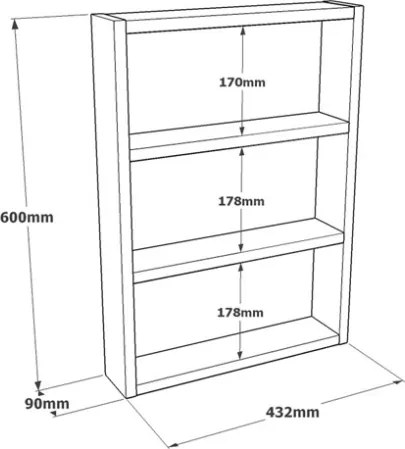 Mensola A Parete Cubo 43x9x60H 3 Ripiani Effetto Cemento