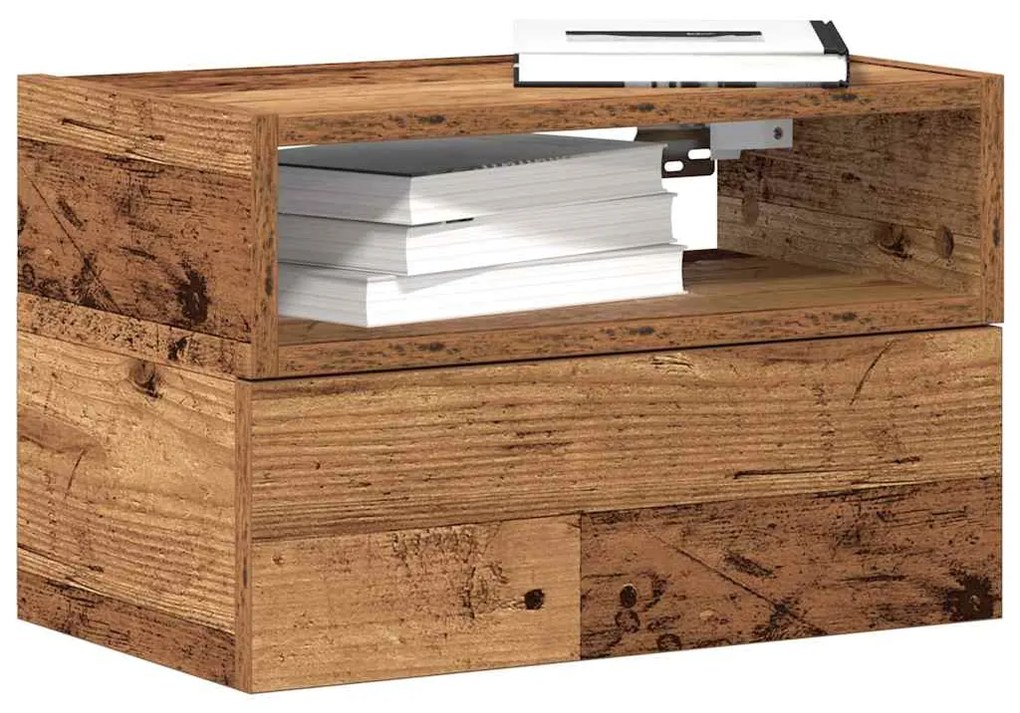 Comodini A Muro 2 Pz Legno Antico 45x26x28,5 Cm /