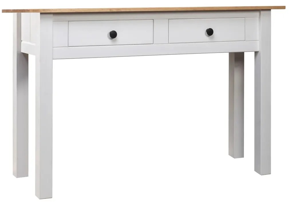 Tavolo Consolle Bianco 110x40x72 Cm Legno Massello Pino Panama /