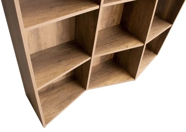 Libreria in legno Noce 227x200h cm con 5 elementi e vani trapezoidali TREK