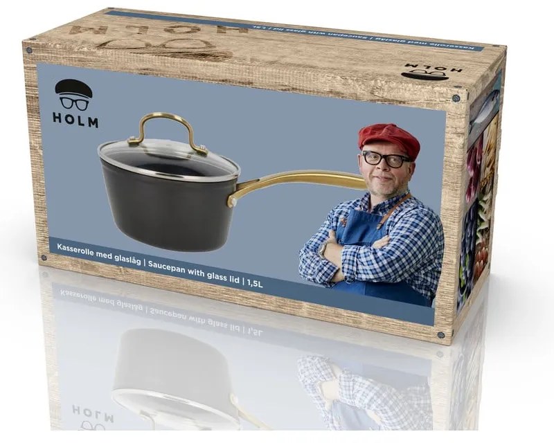 Casseruola in alluminio con coperchio incluso/con superficie antiaderente adatta all'induzione 1,5 l – Holm