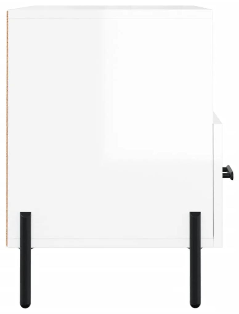 Mobile Porta TV Bianco Lucido 80x36x50 cm in Legno Multistrato