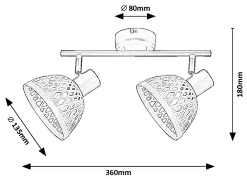 Rabalux 3134 - Faretto RATTAN 2xE14/15W/230V rattan