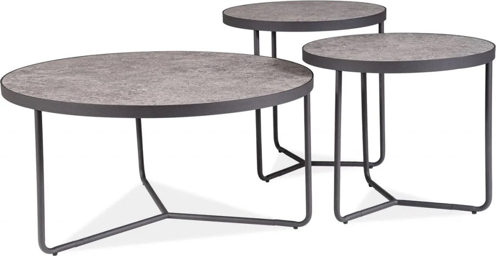 Set di 3 Tavolini da caffè Demeter in grigio/nero