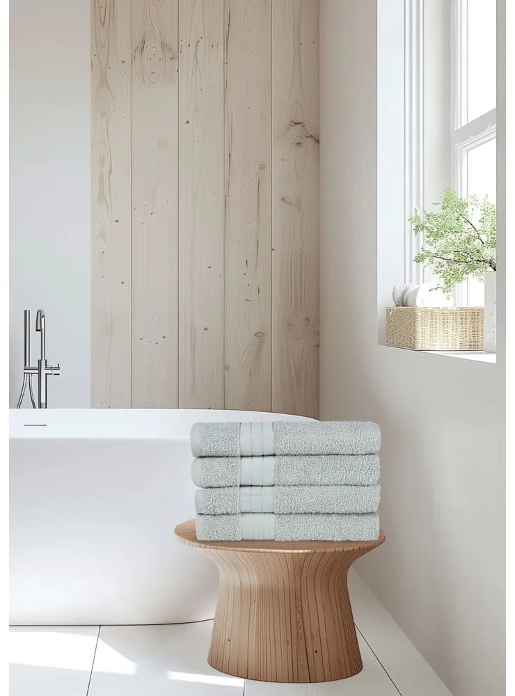 Set di 4 asciugamani in spugna di cotone grigio chiaro 50x100 cm - Good Morning