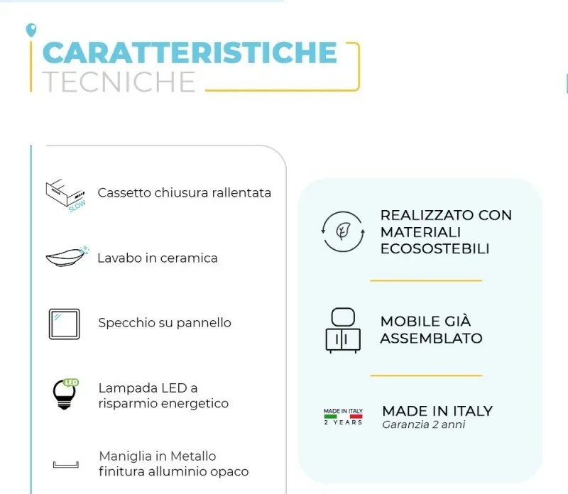Mobile bagno sospeso 110 cm Master rovere miele con lavabo e specchio
