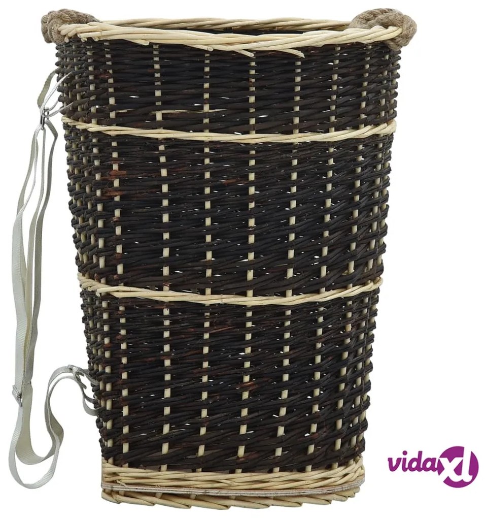 vidaXL Cesta per Legna con Spallacci 50x44x58cm Salice Naturale