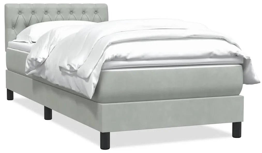 Giroletto A Molle Con Materasso Grigio Chiaro 90x220 Cm Velluto /