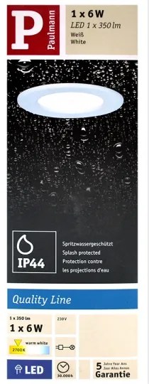 Paulmann 92061 - LED/6W IP44 Lampada da incasso per bagno QUALITY LINE 230V