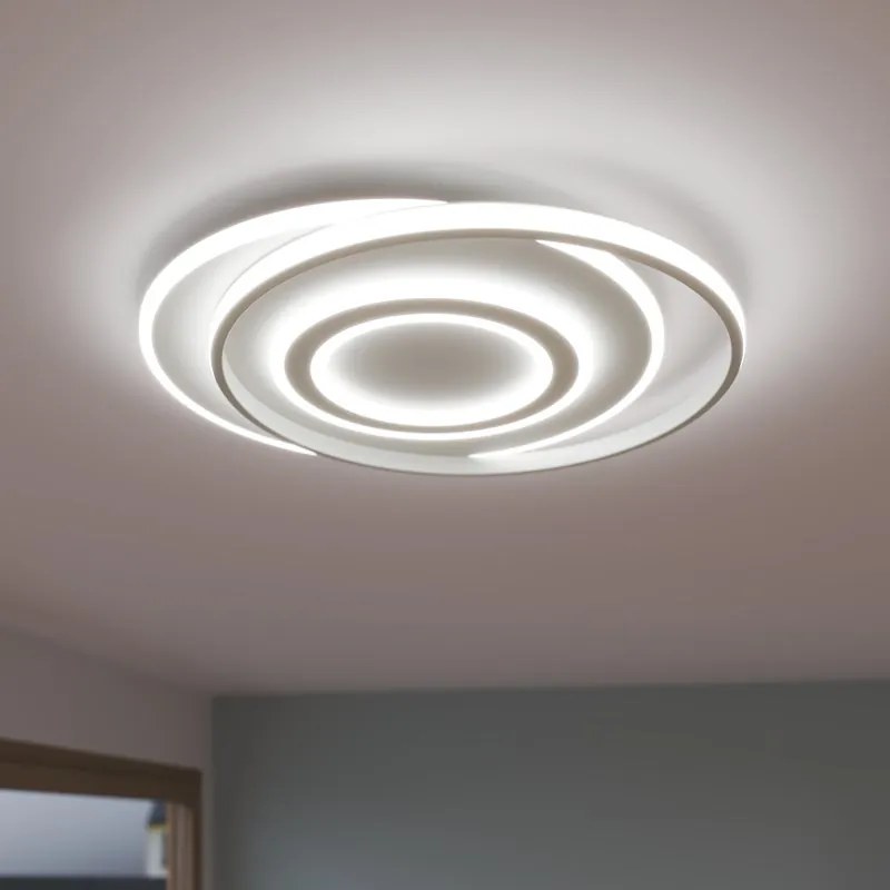 Plafoniera LED design Emingo, bianco Ø 48 cm, luce con 5 temperature di colore dimmerabile, 13500 lumen INSPIRE