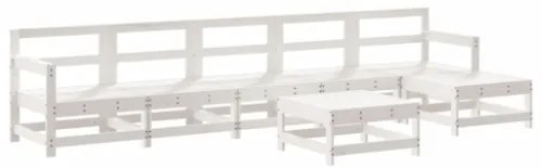 Set Salotto da Giardino 7 pz Bianco in Legno Massello di Pino