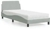 Letto con Materasso Grigio Chiaro 90x200 cm in Velluto 3208331