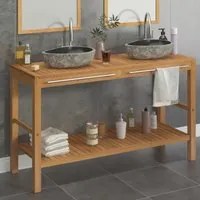 Mobile Bagno in Massello di Teak con Lavabi in Pietra di Fiume cod mxl 71781