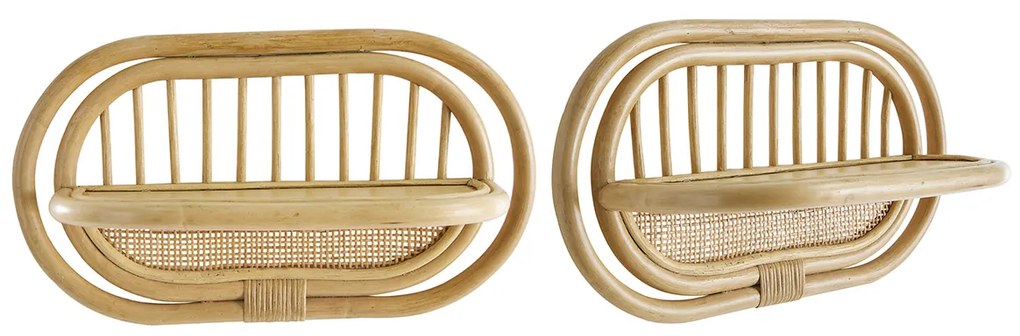 Mensole da parete in rattan e motivo a intreccio L45 cm (set di 2) SYBILLE