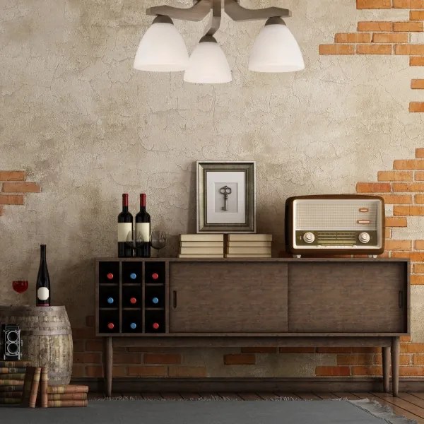 Lampadario a soffitto ADRIANO 3xE27/60W/230V faggio