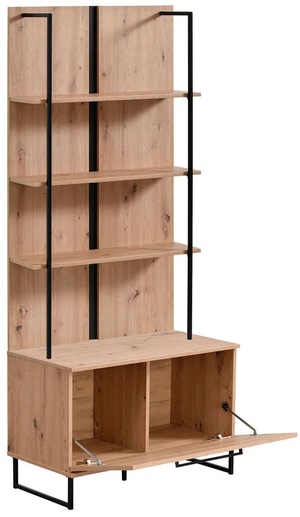 DODO - libreria moderna colore rovere con 4 mensole e un'anta