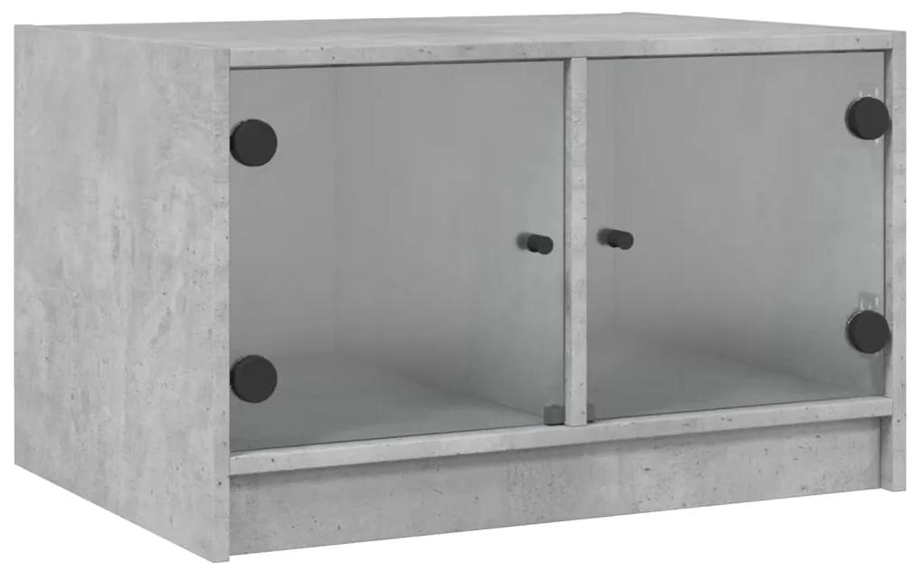 Tavolino da salotto con ante in vetro grigio cemento 68x50x42cm