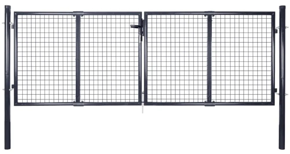 Cancello Per Giardino Rete İn Acciaio Zincato 289x75 Cm Grigio /