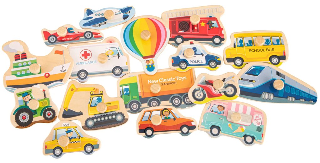 Puzzle in legno - Mezzi di trasporto - 16 pezzi