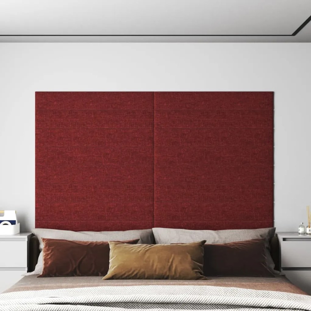 Pannelli Murali 12 Pz Rosso Vino 90x15 Cm Tessuto 1,62 M² /