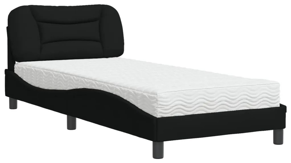 Letto con materasso nero 80x200 cm in tessuto