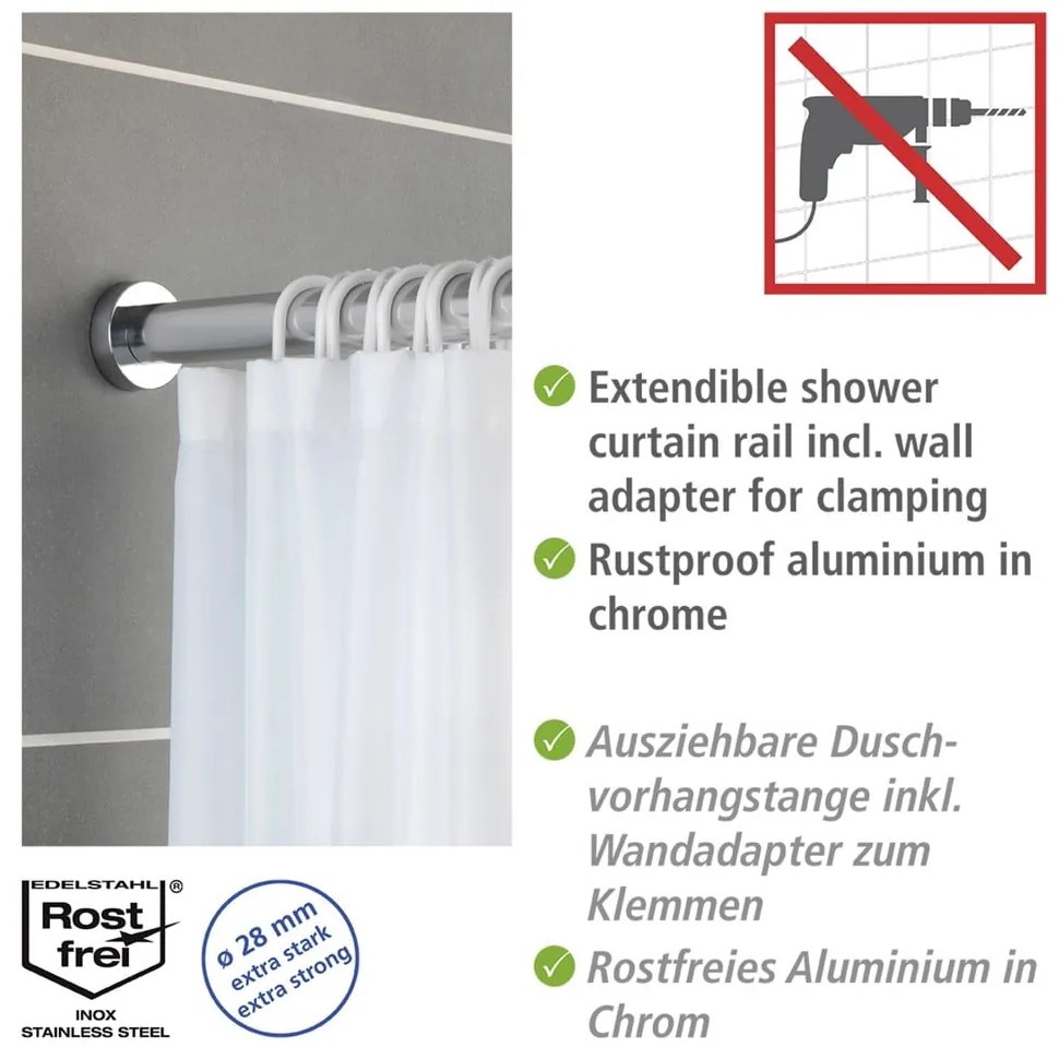 Barra da bagno telescopica in argento, lunghezza 70-115 cm Luz - Wenko