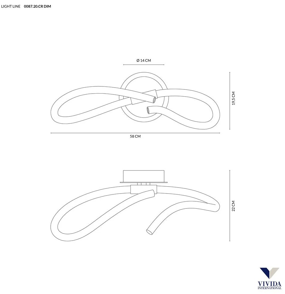 Light line applique nodo 21w 3000k dimmerabile