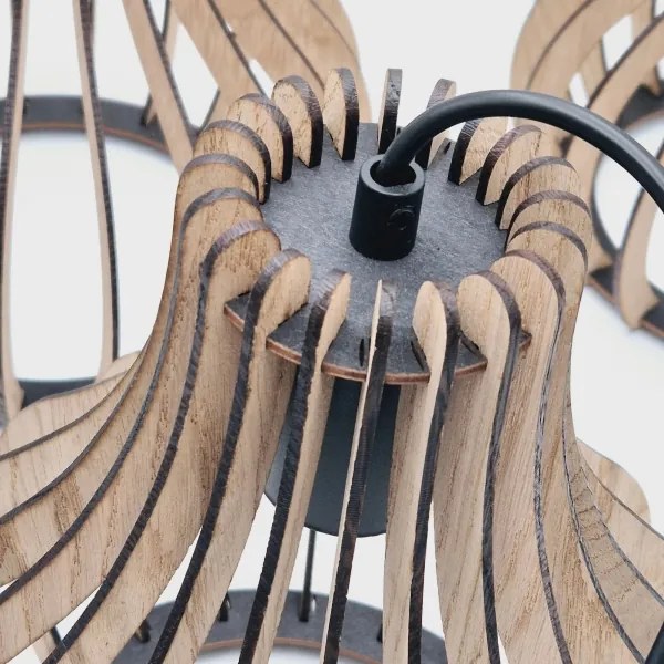 Lampadario a sospensione con filo TUCCI 3xE27/15W/230V quercia/nero