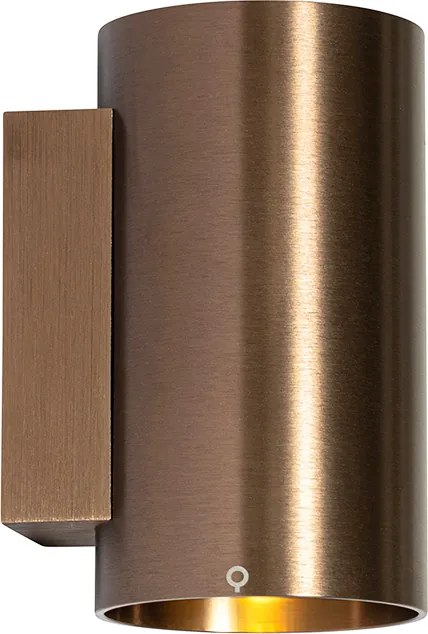 Lampada da parete smart bronzo scuro rotonda 2 luci incl. 2 Wifi GU10 50mm - Sandy