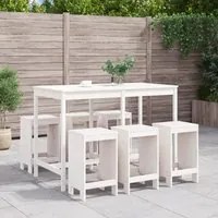 Set Bar da Giardino 7 pz Bianco in Legno Massello di Pino 3157752