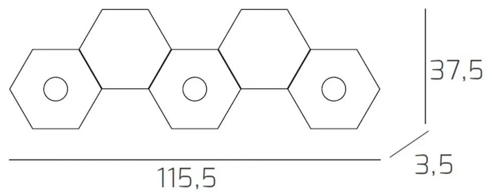 Plafoniera Moderna 5 Moduli Hexagon Metallo Grigio Antracite 3 Luci Led 12X3W