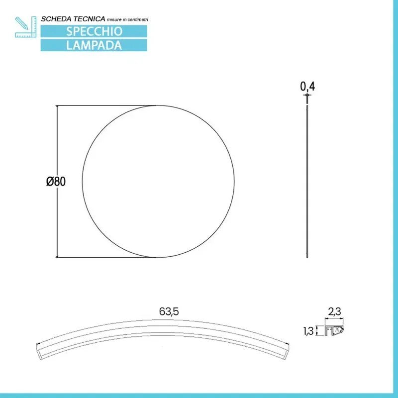 Specchio bagno rotondo con luce a led integrata da 80cm