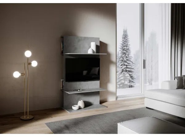 Mobile porta TV 100x170h cm con foro passacavi Antracite Spatolato - LOKI A