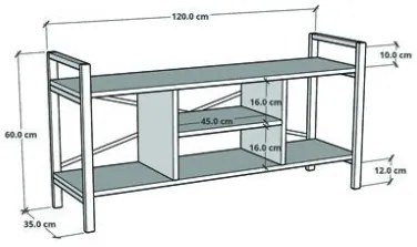 Mobile Porta TV Stile Industrial 120x35x60 Con Vani A Giorno Cult Bianco