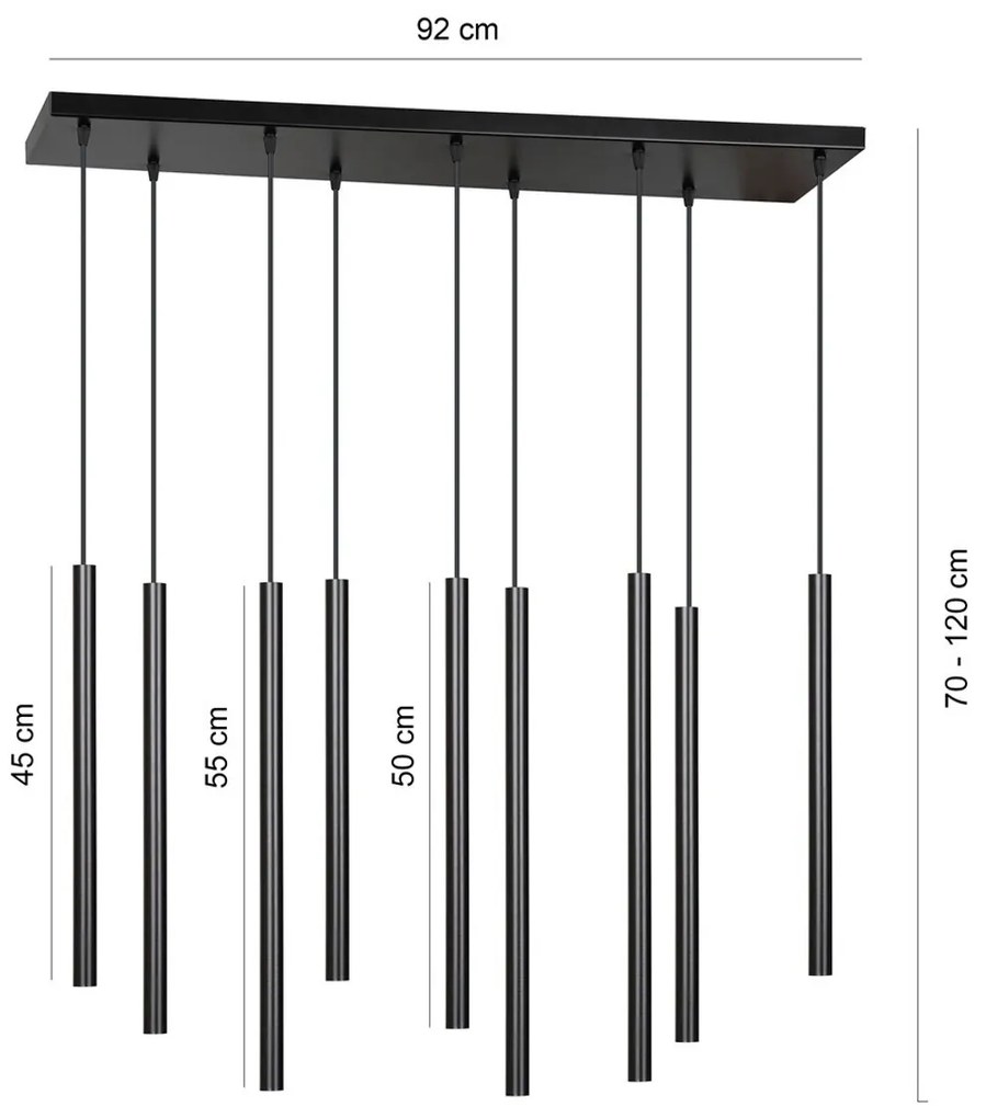 Lampada a Sospensione SELTER 9 BLACK WHITE e GOLD