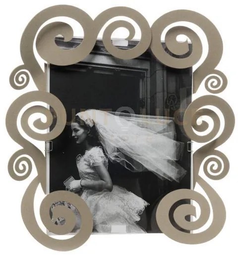 Porta foto grande con spirali cloe beige in ferro 31x31cmh(20x25for...