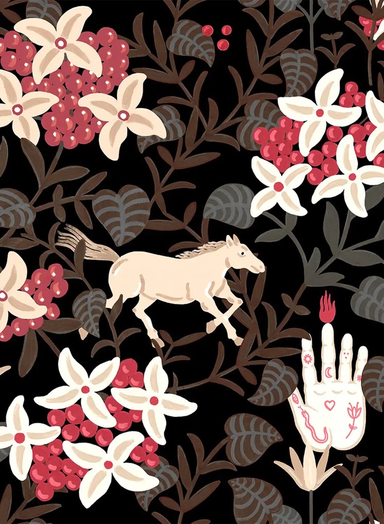 Coordonne Tapete Neo-Flowery - Black