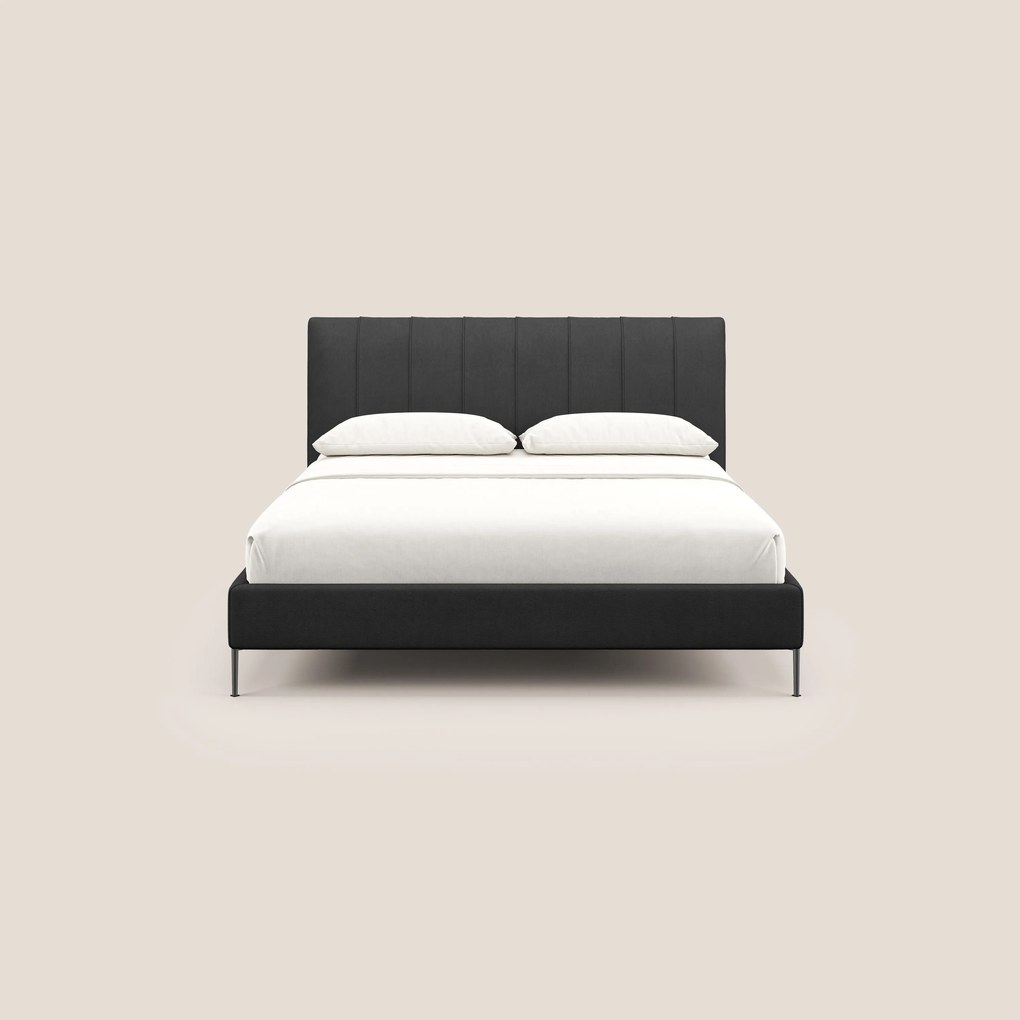 Calliope letto imbottito piedini alti completamente sfoderabile in tessuto smacchiabile T17