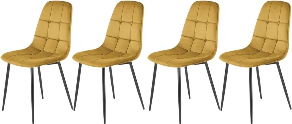 Set di 4 sedie K417 in velluto senape