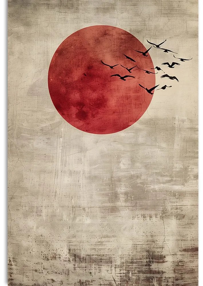 Stampa su tela – Japandi luna rossa
