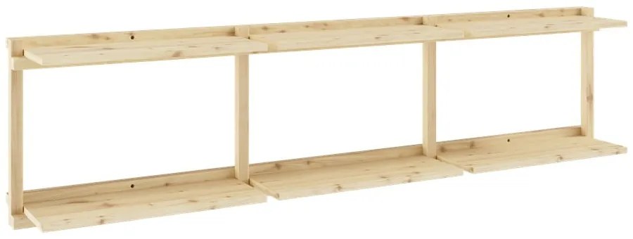 Libreria da parete di colore naturale in pino massiccio 192x47,5 cm Groove – Karup Design