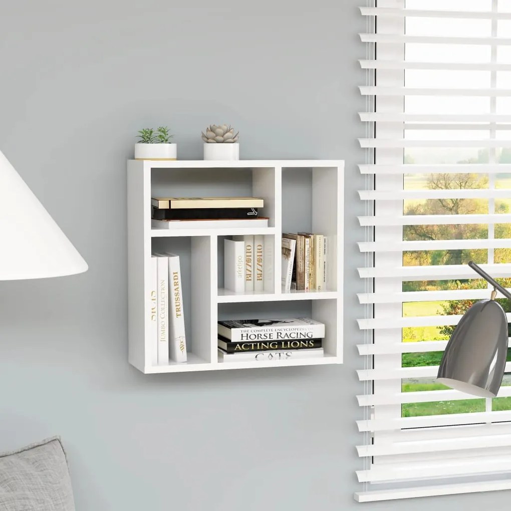 Scaffale Parete Bianco Lucido 45,1x16x45,1 Cm Legno Multistrato /