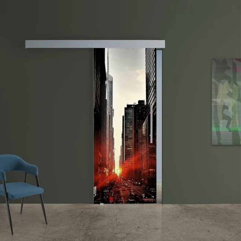 Porta scorrevole Urban in vetro, L 88 x H 215 cm, con binario Atelier argento