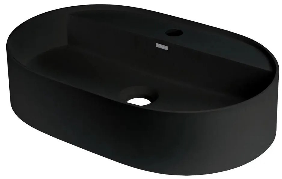 Deante CQS_NU6B - Lavabo da appoggio con foro preforato per rubinetteria SILIA 35x55 cm granito/nero