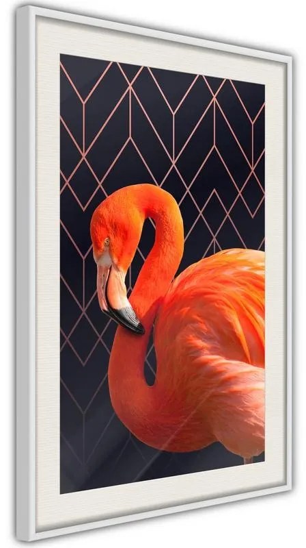 Poster  Orange Flamingo  Cornice Quadri Cornice d'oro con passe-partout, Larghezza x Altezza Home decor 30x45