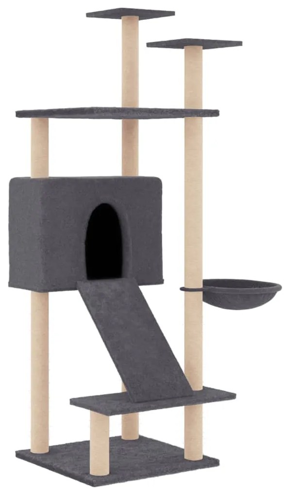 Albero per gatti con tiragraffi in sisal grigio scuro 153 cm