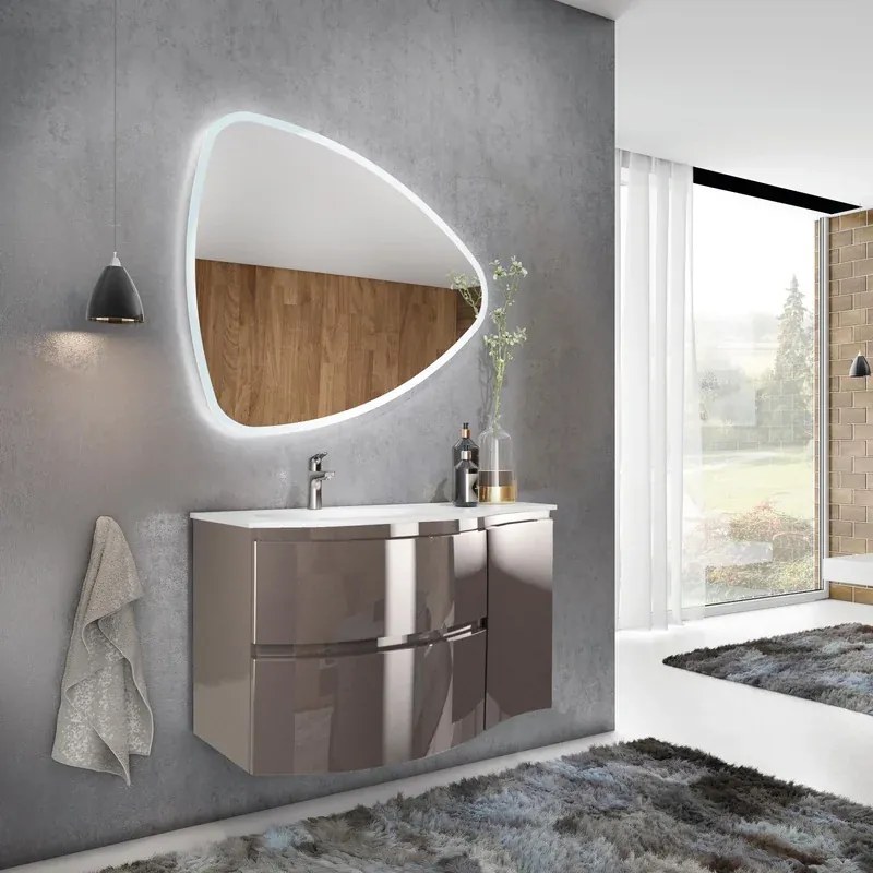 Mobile sottolavabo e lavabo Armonia per vasca centrale grigio scuro L 70 cm