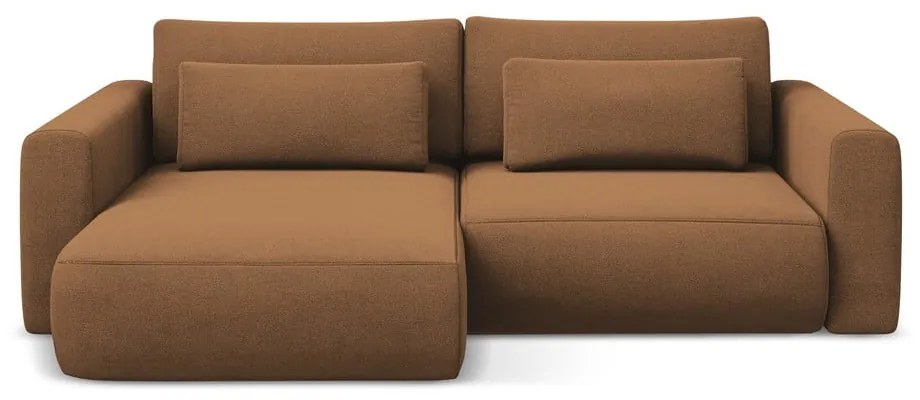 Divano angolare color terracotta allungabile/con contenitore (con penisola a sinistra/con chaise lounge) Kapua – Makamii