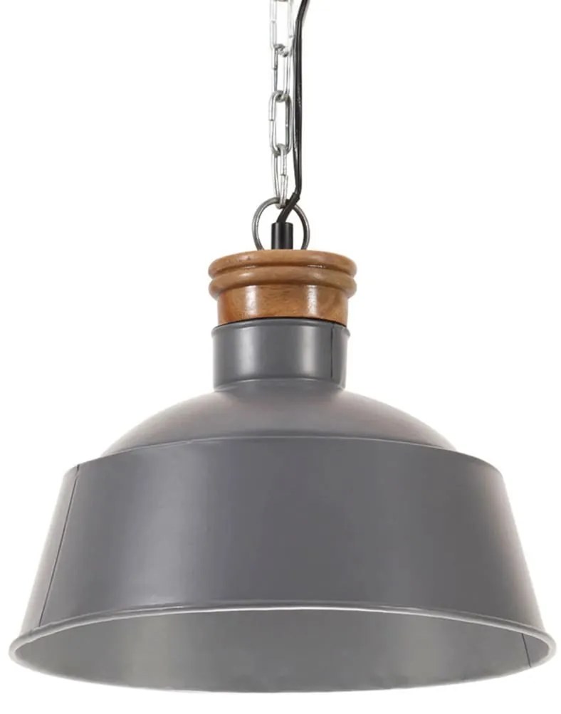Lampada A Sospensione Industriale 32 Cm Grigia E27 /