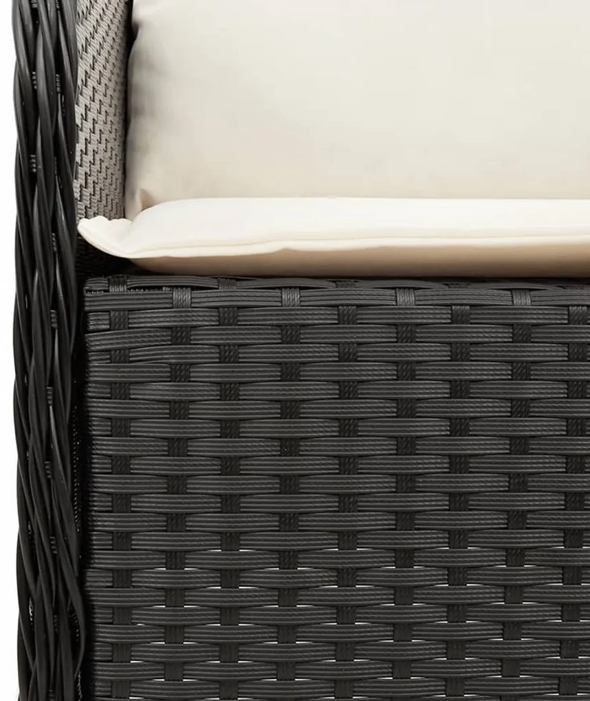 Set da pranzo da giardino 5 pz nero con cuscini in polyrattan